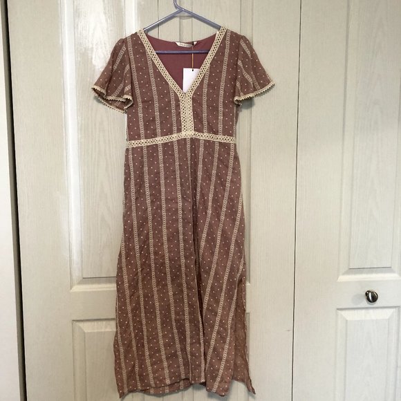 Pink Lace Midi Dress Size S - Picture 1 of 5